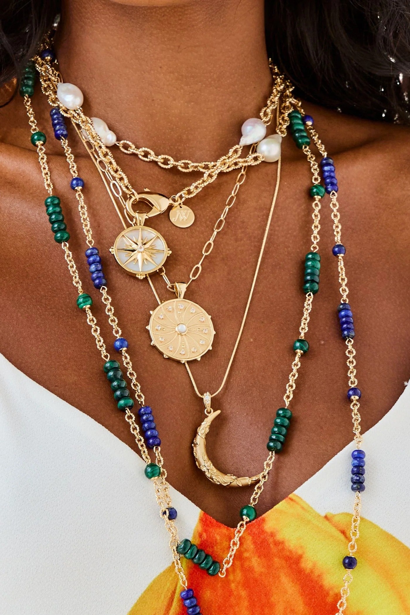 FOREVER GUIDING STAR MOP PENDANT- SATELLITE CHAIN - Necklaces - Sassanova