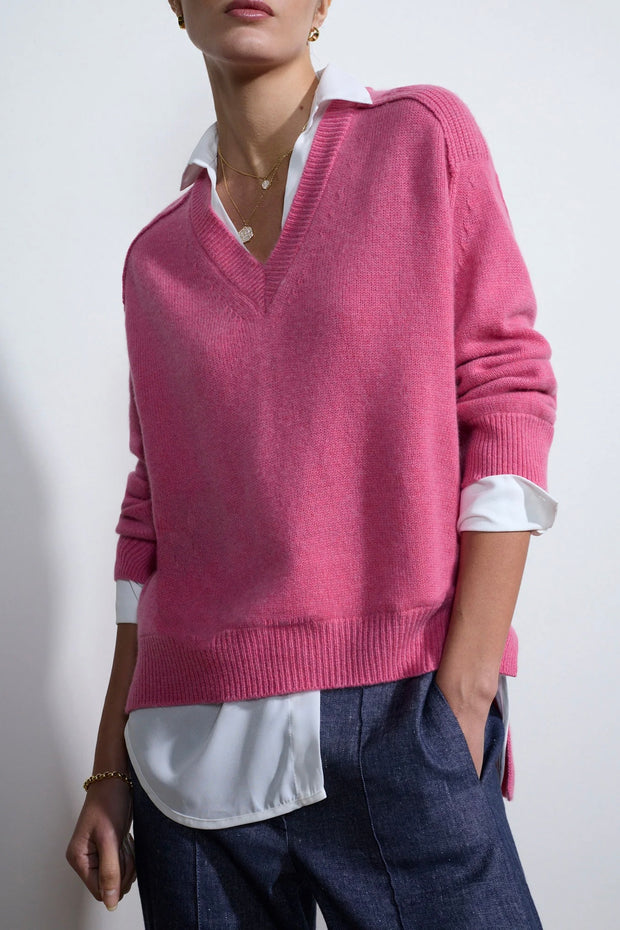 V-NECK LAYERED PULLOVER