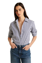 LS COTTON STRETCH STRIPE RELAXED SHIRT