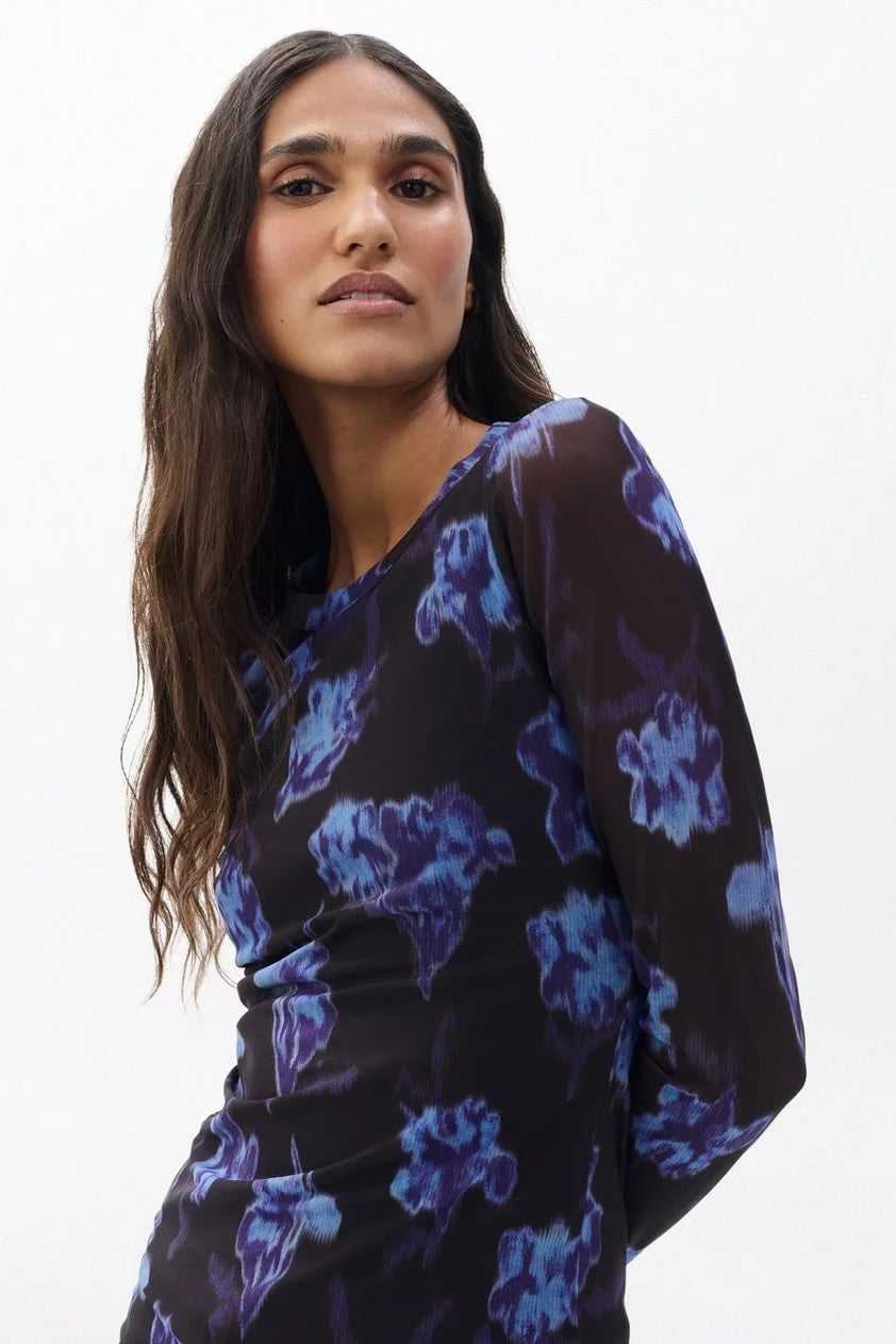 YANA PRINTED MESH LS TEE - T-shirts - Sassanova