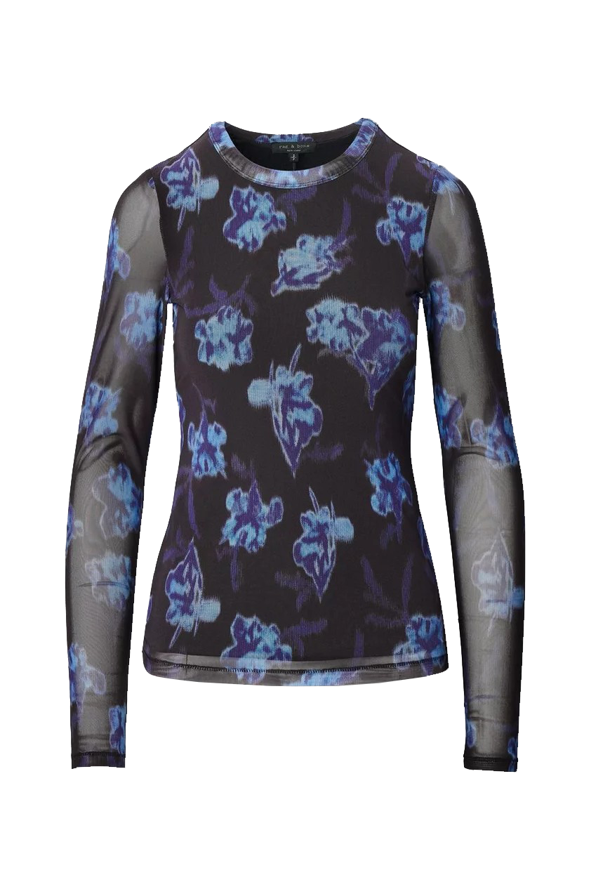 YANA PRINTED MESH LS TEE - T-shirts - Sassanova