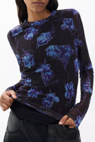 YANA PRINTED MESH LS TEE - T-shirts - Sassanova