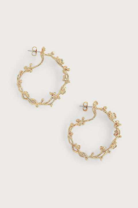 ORCHID HOOP EARRINGS- GLD/CZ