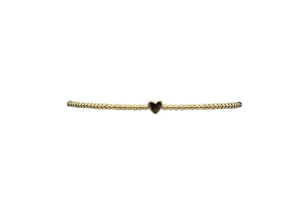 2MM SIG BRACELET W/14K HEART BEAD- GLD/6.5