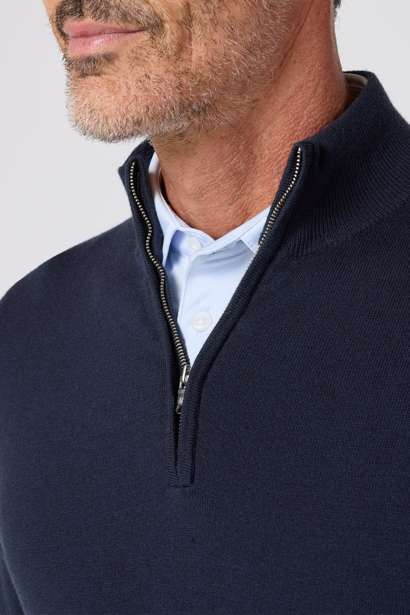 long sleeved navy quarter zip sweater-novaman