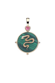 PROTECT MALACHITE SNAKE PENDANT- SATELLITE CHAIN