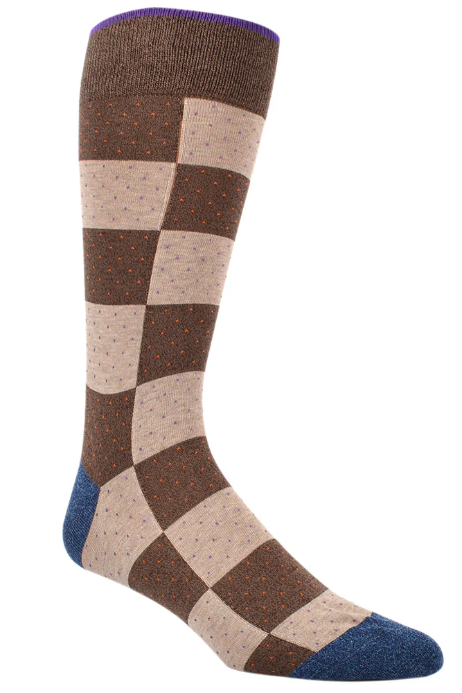 TONAL BLOCK STRIPE SOCK MOCHA - Socks - Novaman