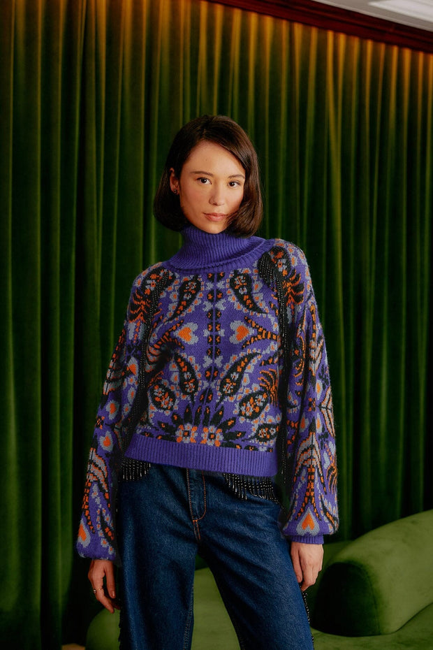 MARTINA SCARF SEQUIN KNIT CARDIGAN