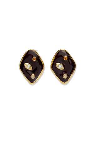 NICO DOT EARRINGS- BROWN