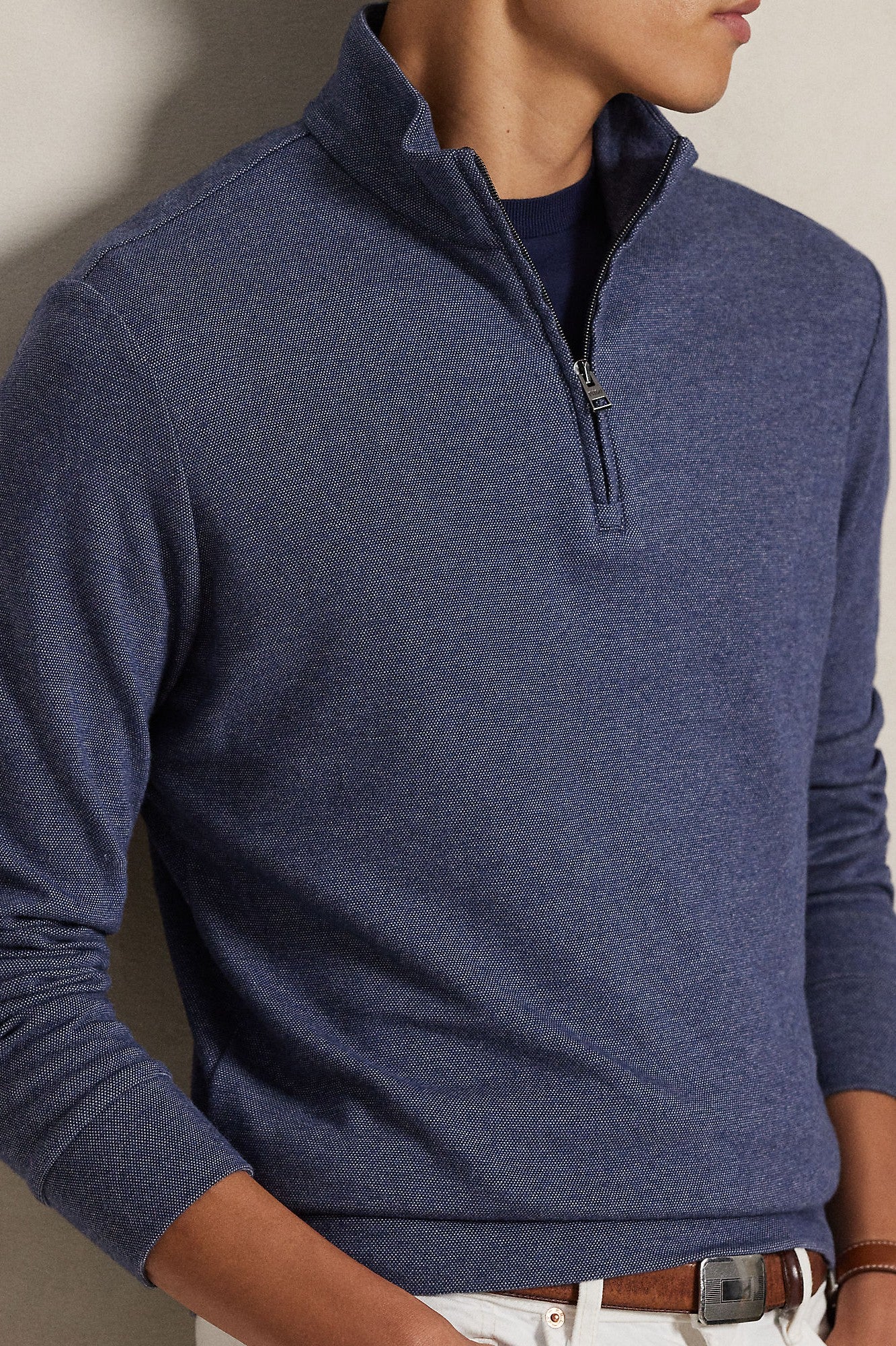 LONG SLEEVE TEXTURED 1/2 ZIP PULLOVER - Sweaters - Novaman
