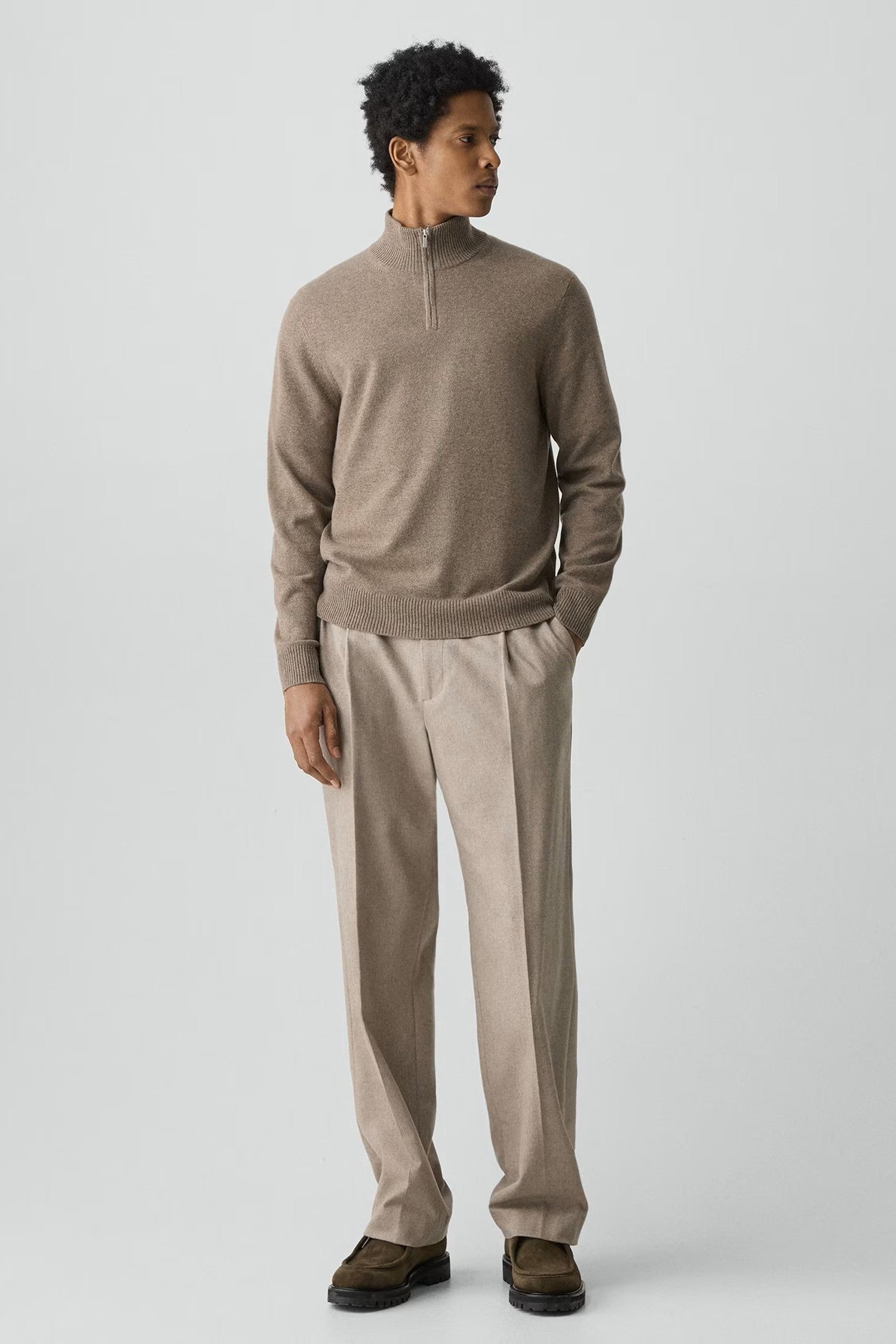 HILLES 1/4 ZIP CASHMERE SWEATER-novaman