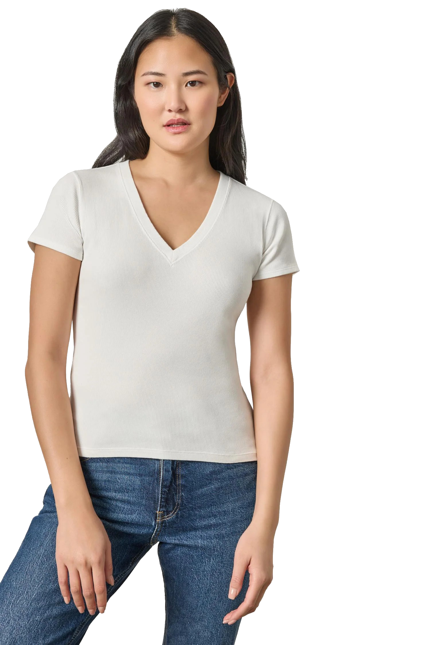 SUNWASHED CAP SLEEVE V-NECK TEE - T-shirts - Sassanova
