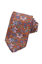 ITALIAN SILK PRINTED VERDANT MELANGE TIE COGNAC OS Sassanova / Novaman