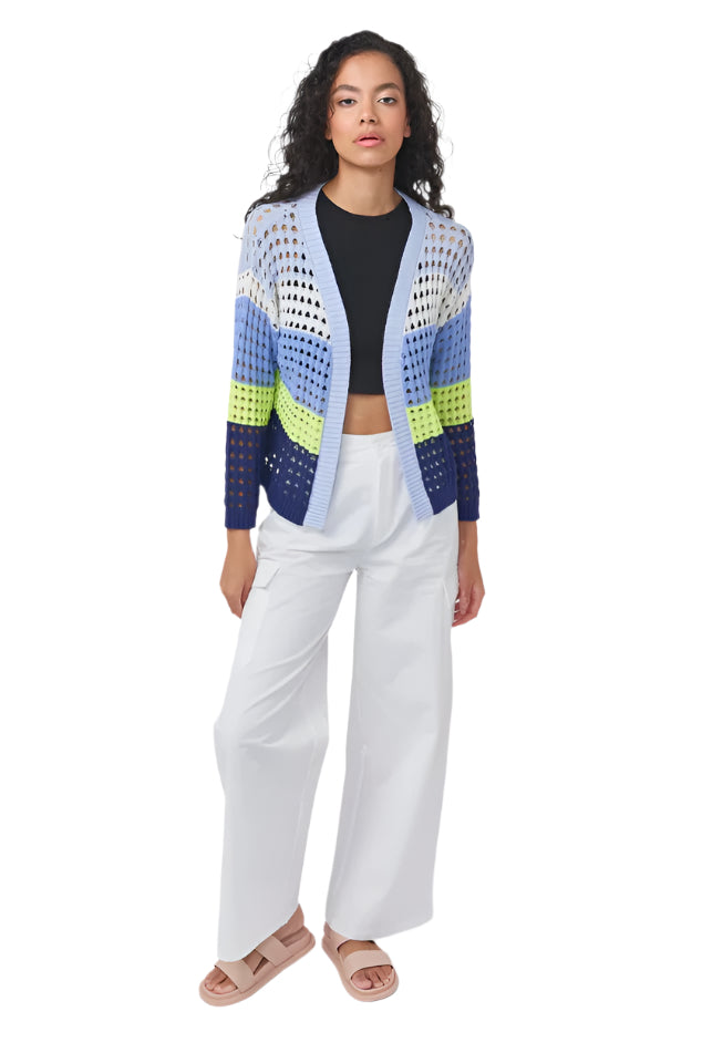 RAINBOW STRIPE POINTELLE CARDI
sassanova