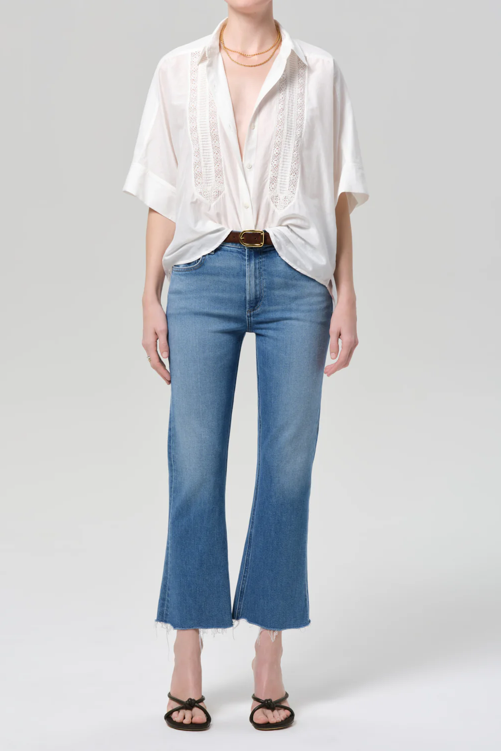 GOLDIE KICK FLARE RAW HEM JEAN - Jeans - Sassanova