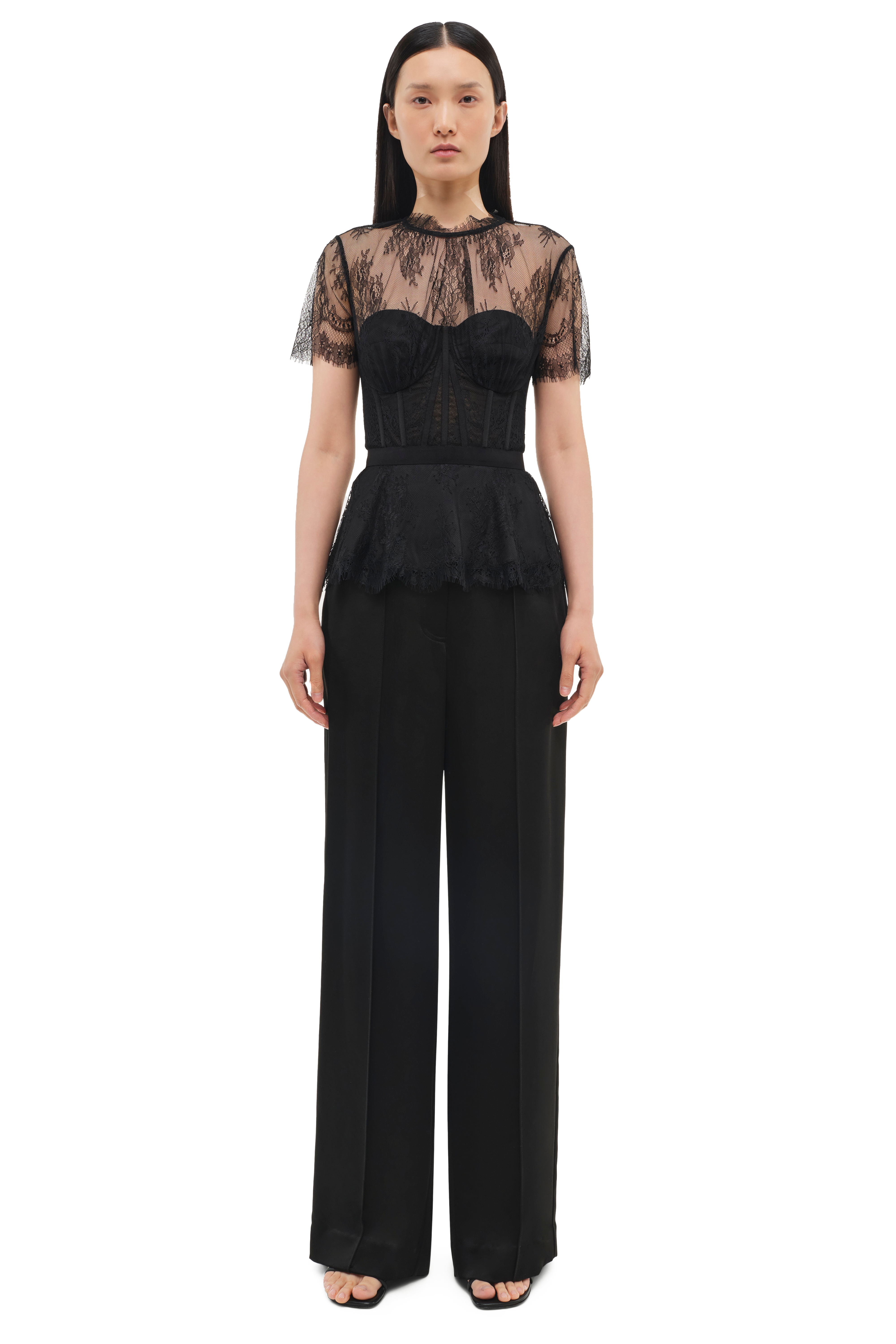 KEHLANI LACE S/S BUSTIER TOP - Blouses - Sassanova