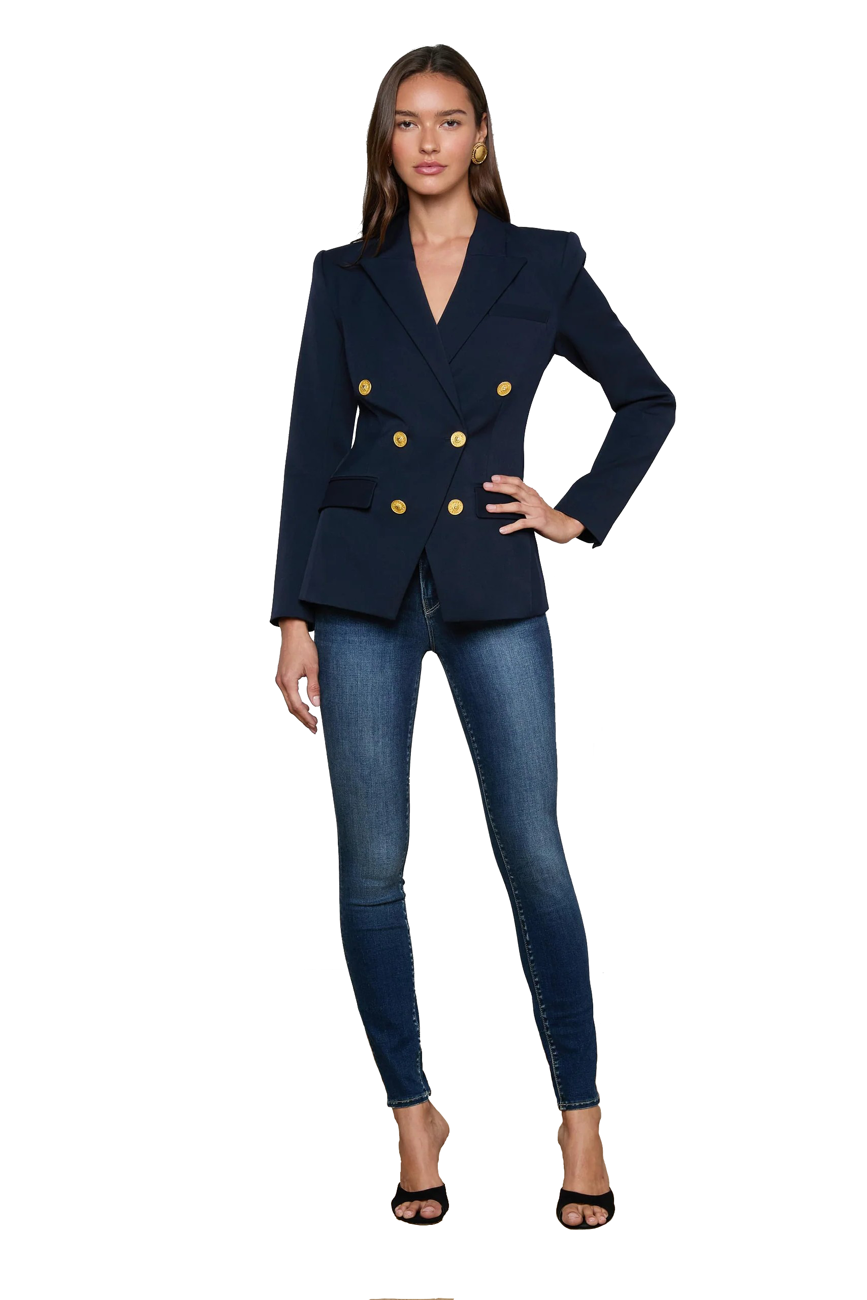 KYOMI DBL BRSTD BLAZER MIDNIGHT - sassanova
