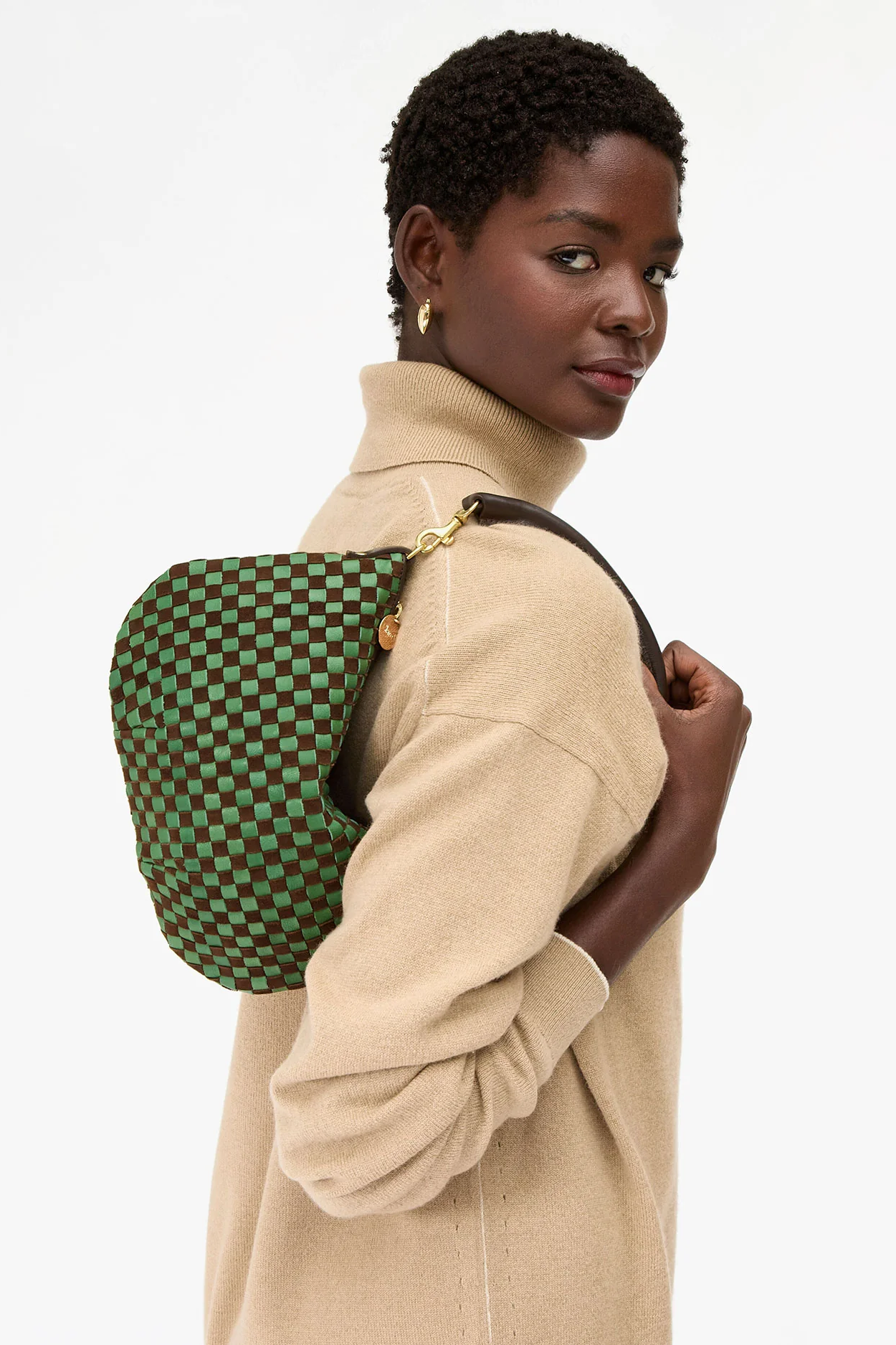 PETITE MOYEN MESSENGER LEATHER/SUEDE WOVEN CHECKER - Handbags - Sassanova