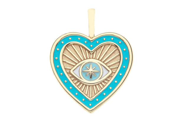 PROTECT ENAMEL EYE HEART NECKLACE- DRAWN LINK CHAIN
