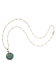 PROTECT MALACHITE SNAKE PENDANT- SATELLITE CHAIN