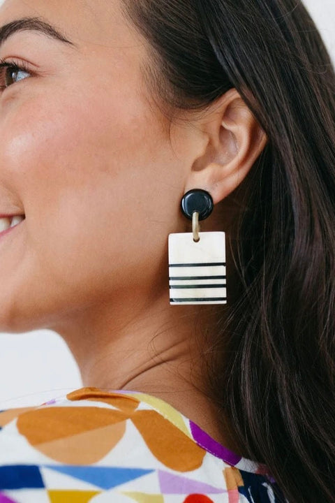 STRIPE BLOCK DANGLE EARRINGS