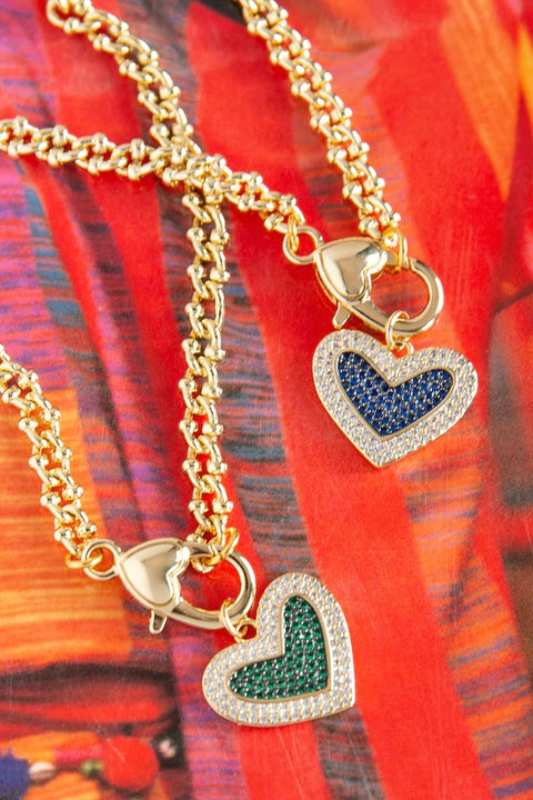 CZ HEART CHARM NECKLACE (2965N)