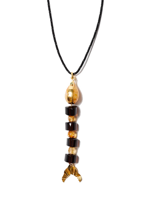 FISHBONE PARACORD NECKLACE- SMOKEY QUARTZ