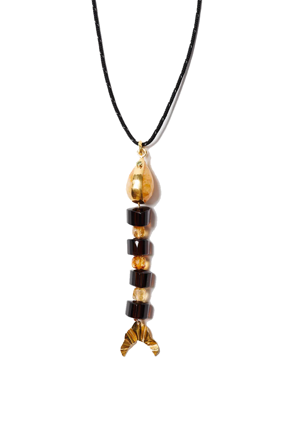 FISHBONE PARACORD NECKLACE- SMOKEY QUARTZ - Necklaces - Sassanova