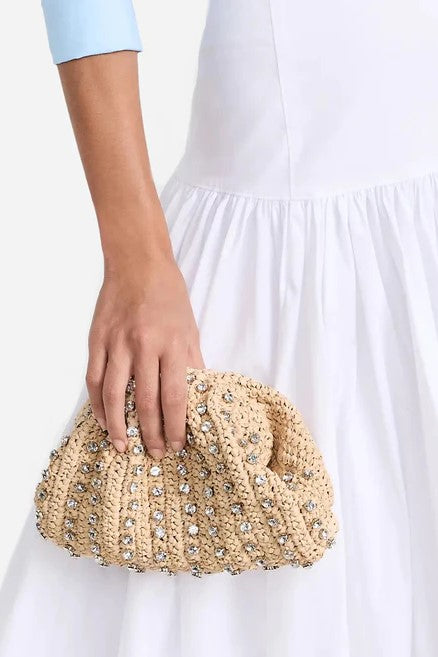BAILEY PLEATED CLUTCH- NATURAL/CLEAR
