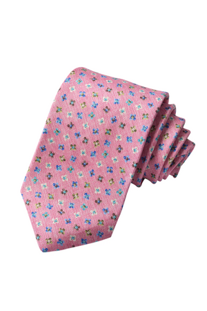 FLORAL ITALIAN SILK TIE  PINK