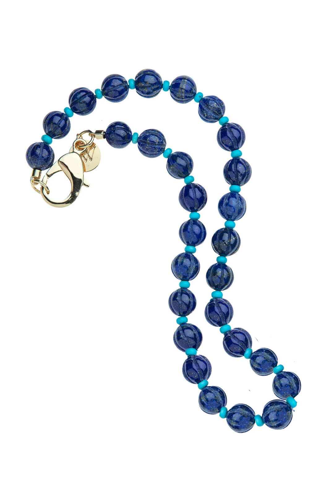 LAPIS PUMPKIN BEADED NECKLACE - Necklaces - Sassanova