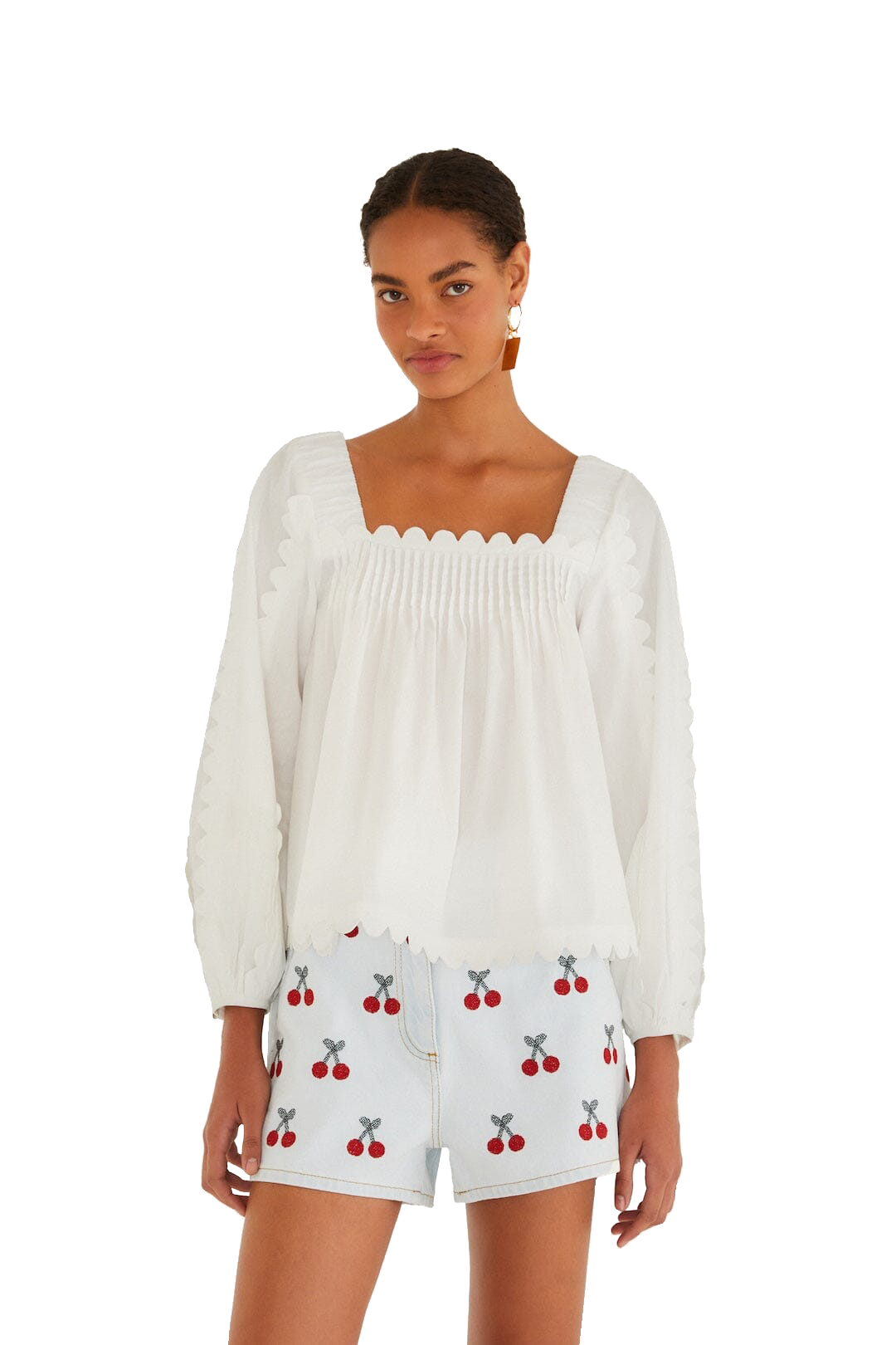 EMBROIDERED CHERRY SHORTS - Shorts - Sassanova