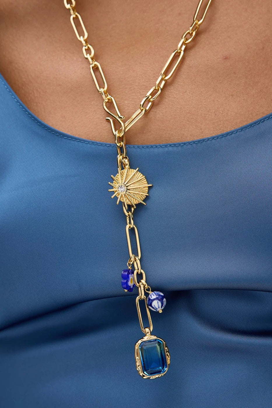 SERENE CHARM NECKLACE- BLUES - Sassanova