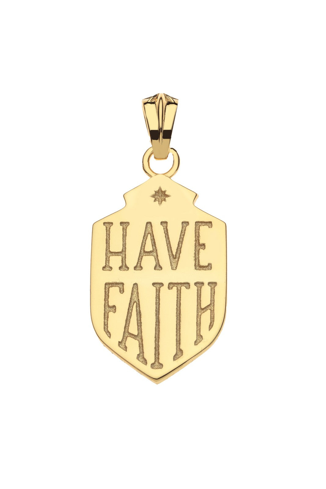 FAITH SHIELD PENDANT- CLASSIC ROLO CHAIN - sassanova