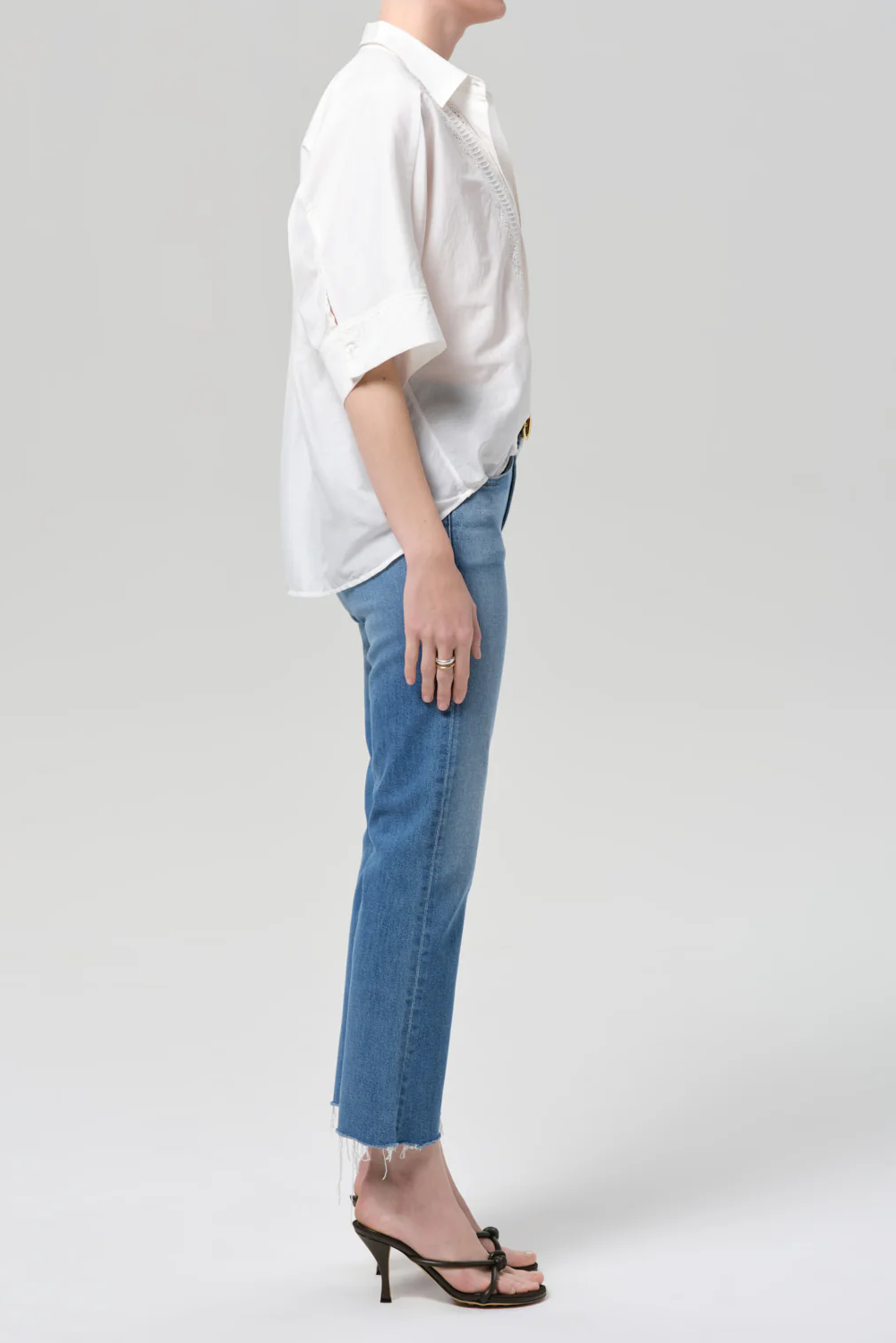 GOLDIE KICK FLARE RAW HEM JEAN - Jeans - Sassanova