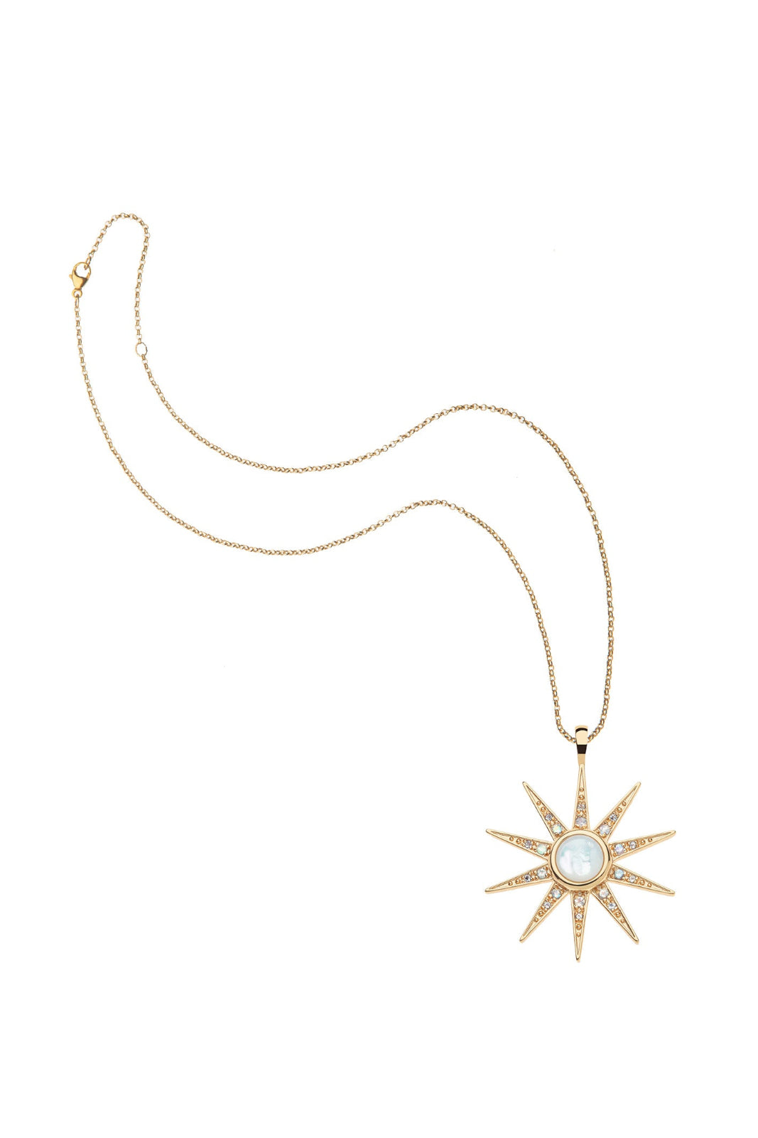 LUCKY SPARKLING MOTHER OF PEARL SUPERNOVA PENDANT- CLASSIC ROLO CHAIN - Necklaces - Sassanova