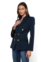 KYOMI DBL BRSTD BLAZER MIDNIGHT - sassanova
