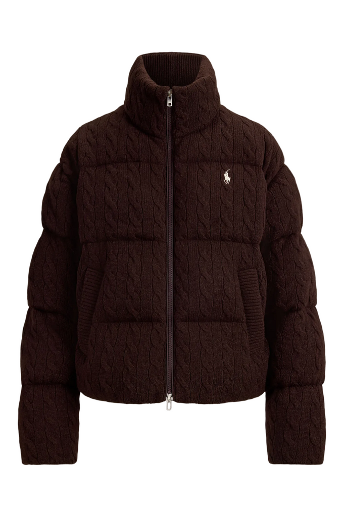 WOOL & CASHMERE CABLE PUFFER JACKET