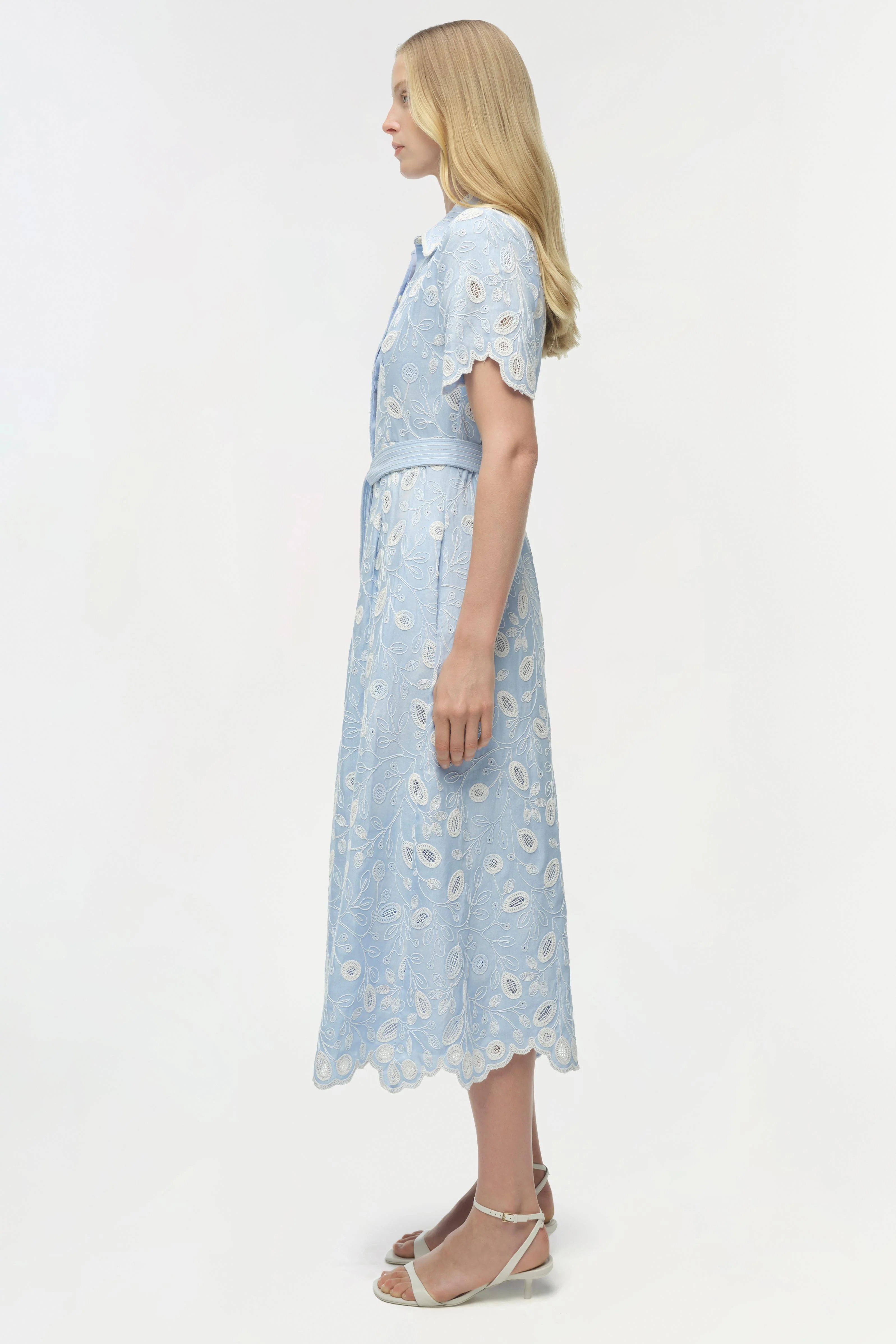 AUDRIA SHORT SLEEVE BELTED MIDI DRESS - Dresses - Sassanova