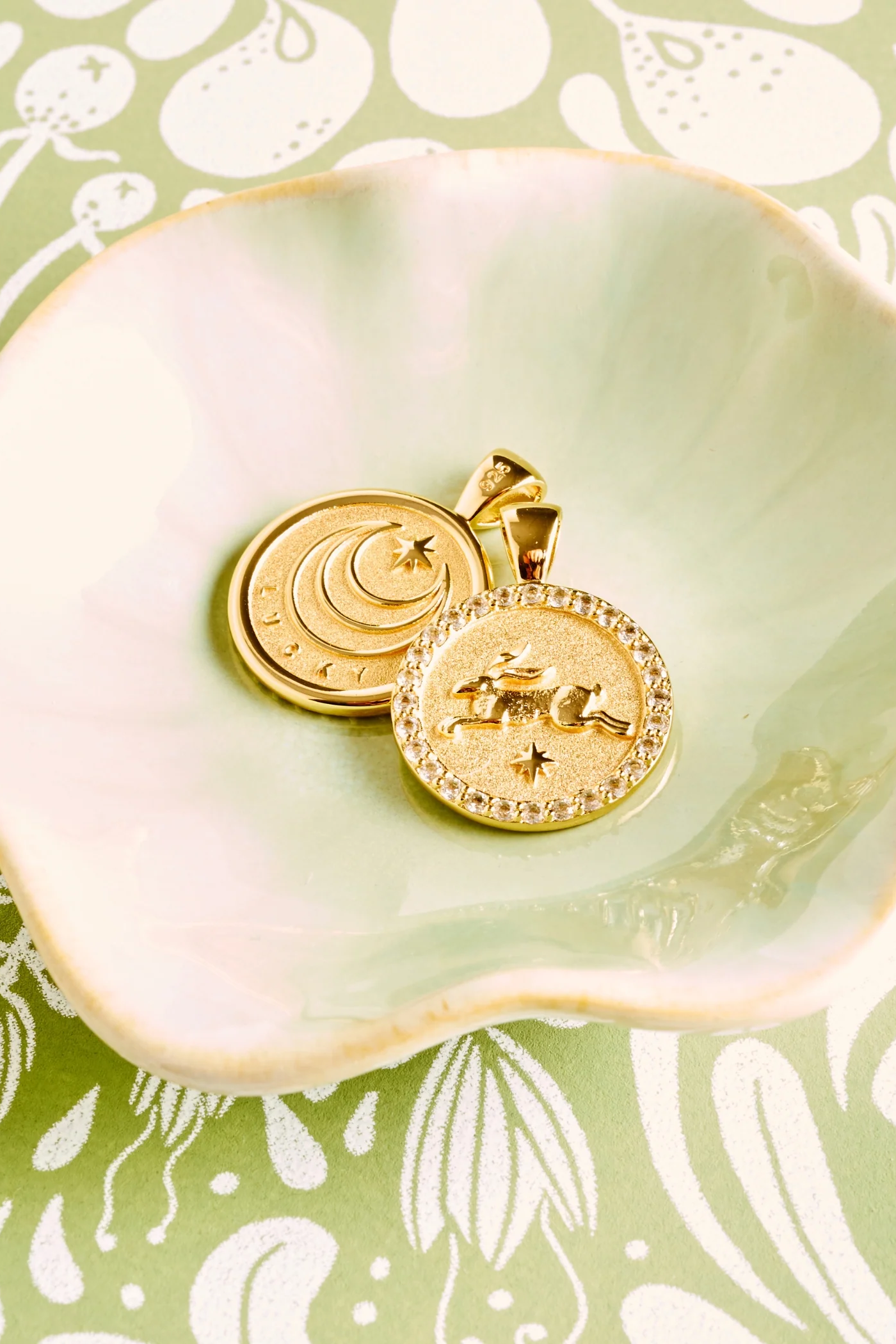 LUCKY RABBIT SMALL EMBELLISHED WHITE TOPAZ PENDANT- SATELLITE CHAIN - Necklaces - Sassanova