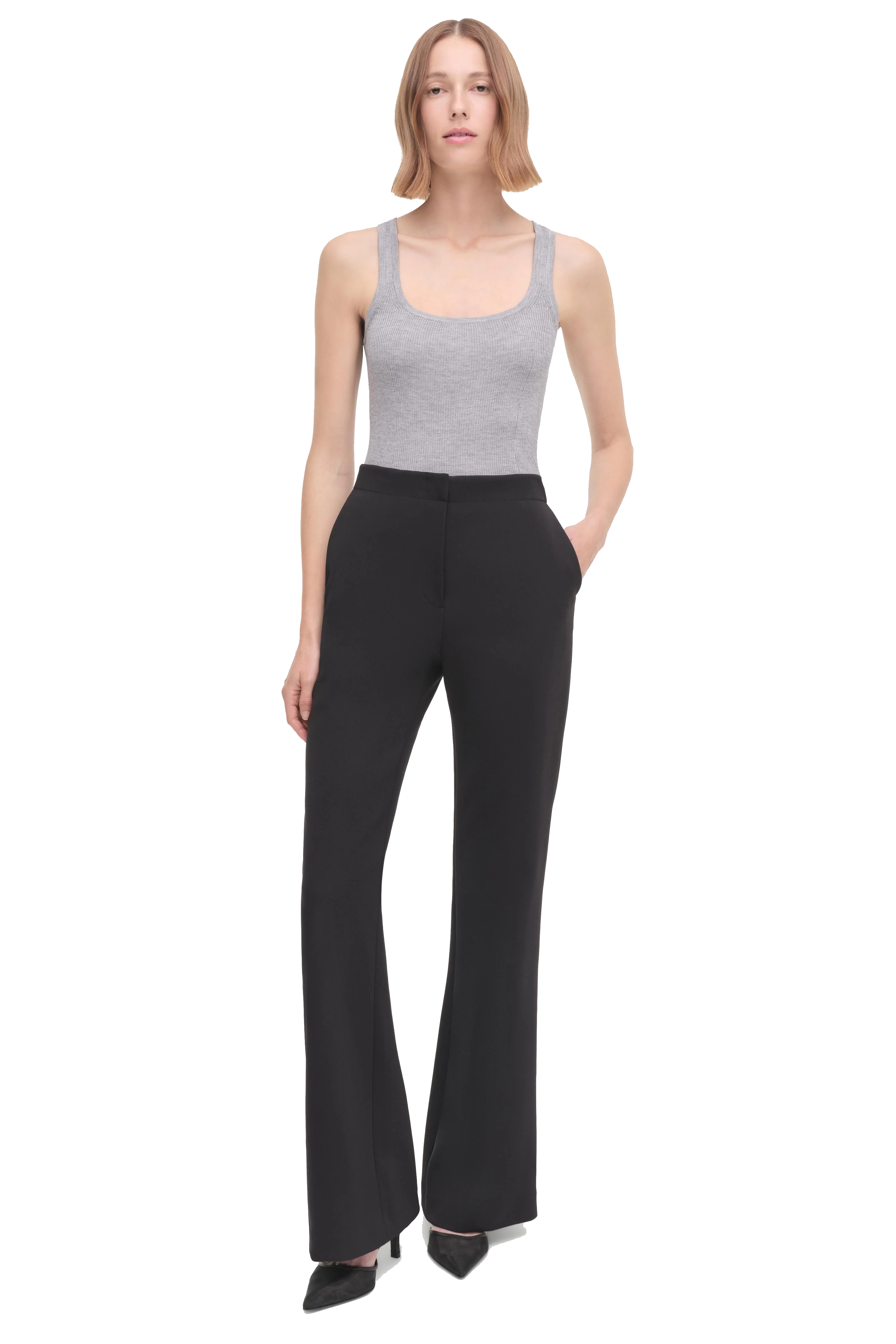 black flared long trousers-sassanova