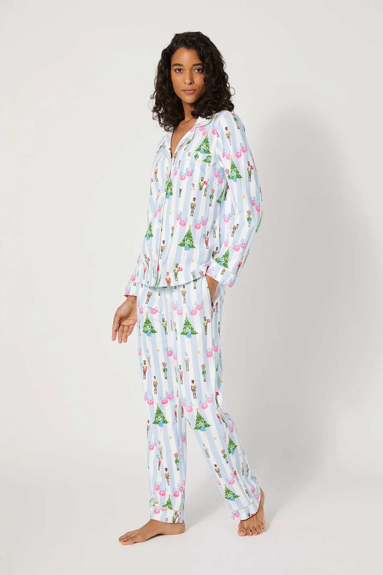 SUGAR PLUM STRIPE LS PAJAMA SET - Sassanova