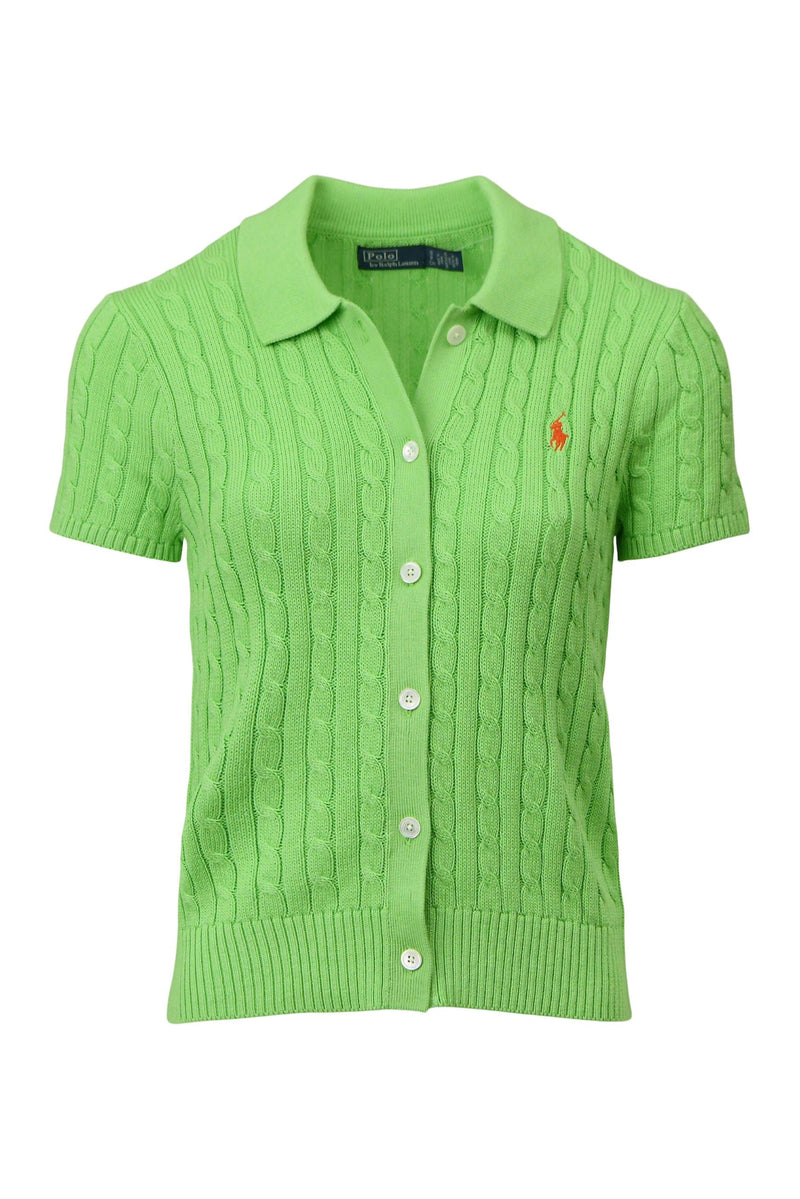 SHORT SLEEVE COLLARED CARDIGAN