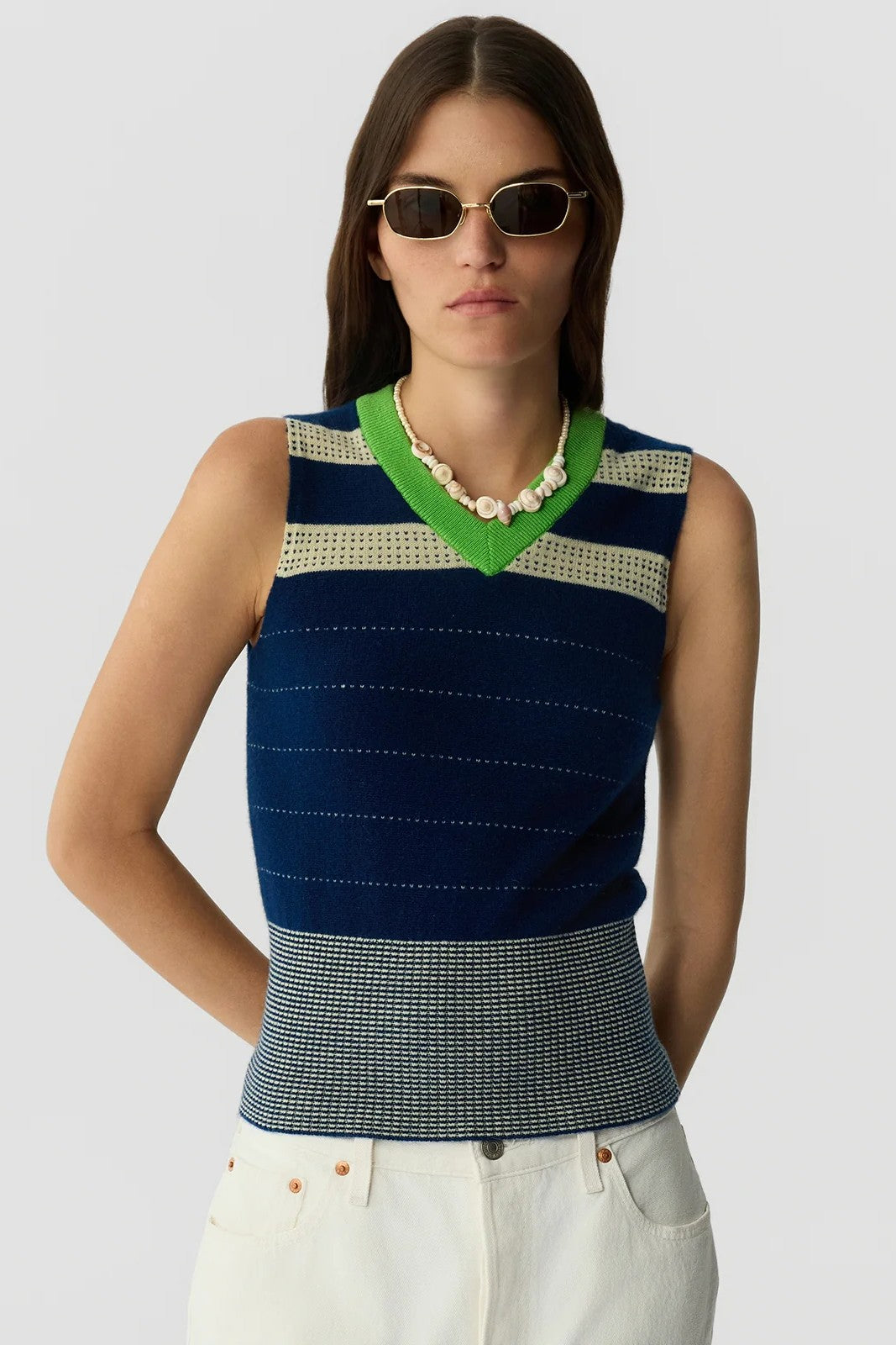 COLLEGIATE STRIPE VEST - Sweaters - Sassanova