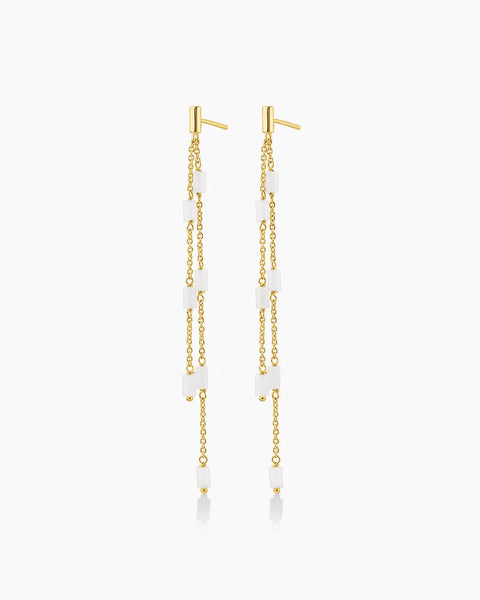 TATUM BEAD EARRINGS- GOLD/WHITE