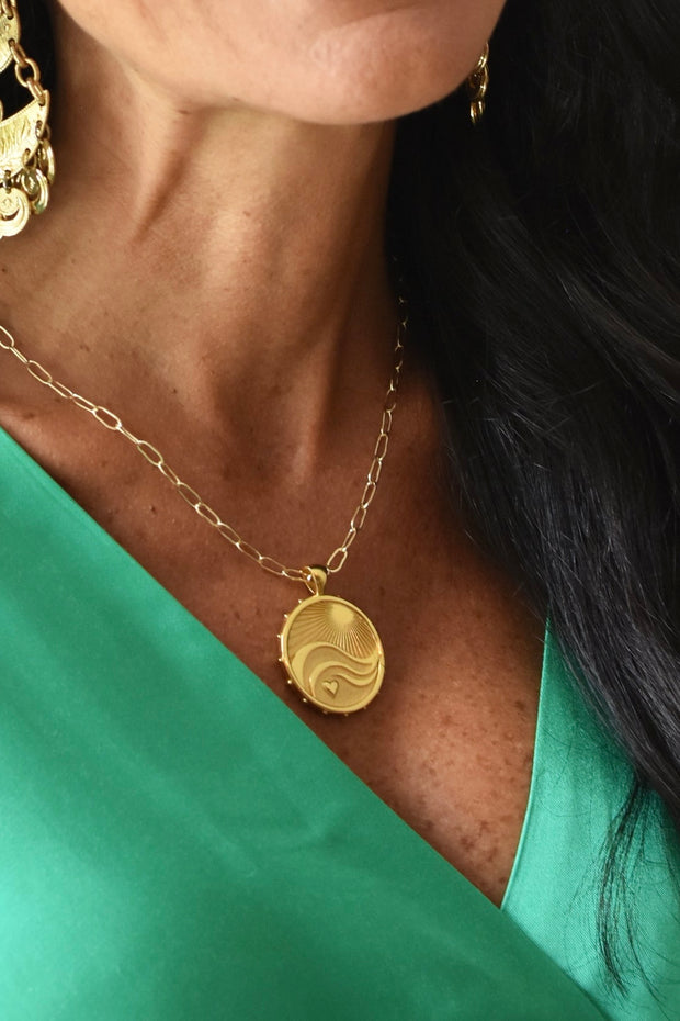 LOVE COURAGE STRENGTH ORIGINAL NECKLACE- DRAWN LINK CHAIN