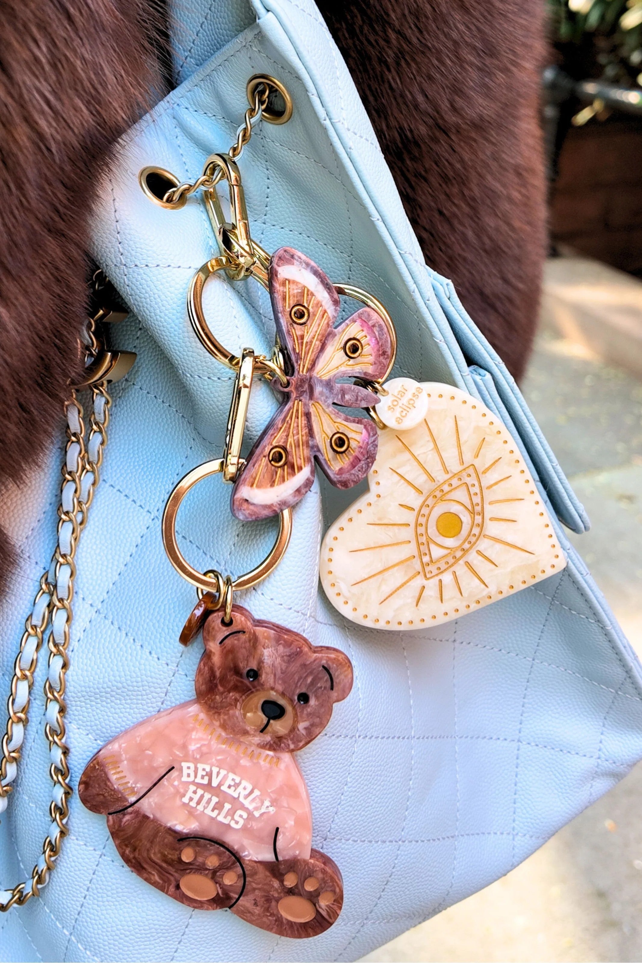 HAND PAINTED CELESTIAL HEART BAG CHARM & KEYCHAIN - sassanova