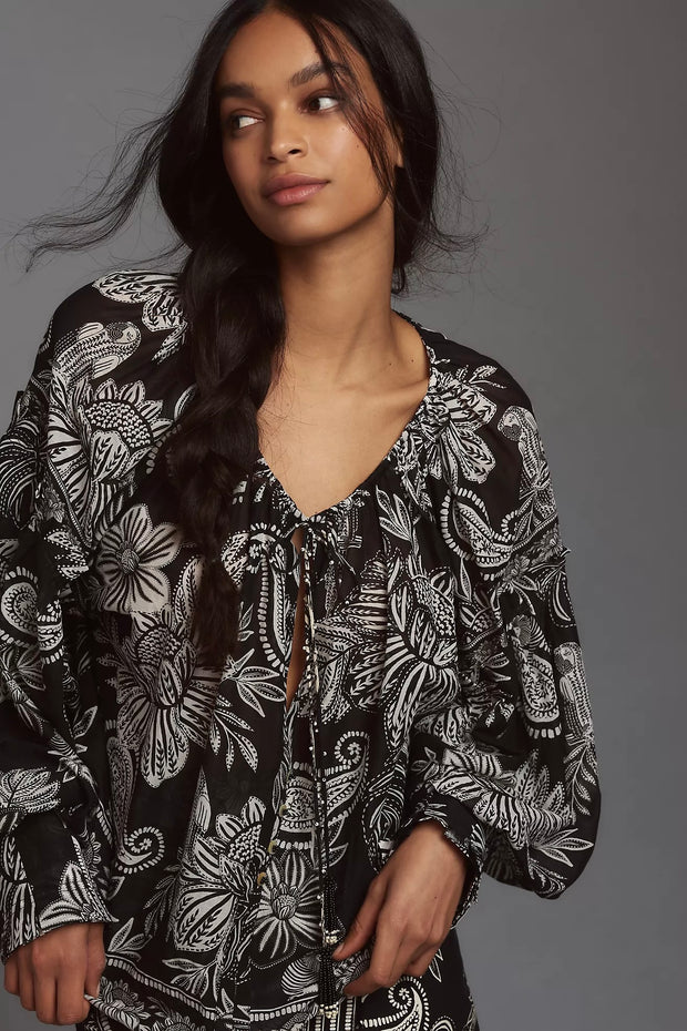 PASLEY BLOOM V-NECK BLOUSE