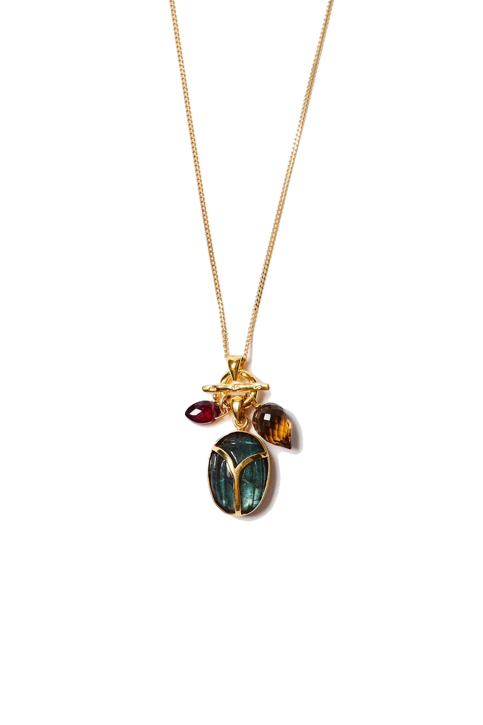 SCARAB CHARM NECKLACE- LABRADORITE - Necklaces - Sassanova