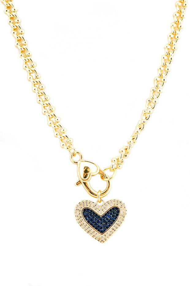 CZ HEART CHARM NECKLACE (2965N)